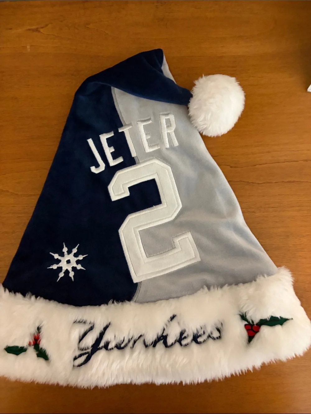 Kids Navy & Light Gray 'Jeter' Holiday Pom Hat